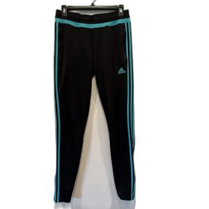 Adidas Sweatpants Climacool Sportswear Black Teal Stripe Slim Leg Women sz Small